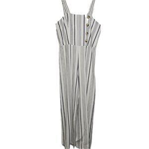 Angie‎ Striped Jumpsuit Womens Small White Blue Sleeveless One-Piece Preppy